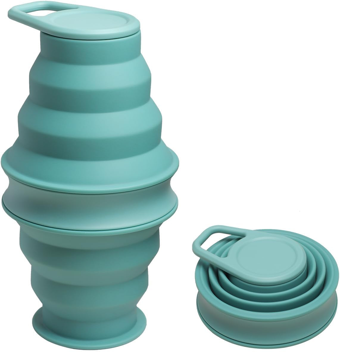 Collapsible Water Bottles BPA Free Leak Proof Foldable Silicone Bottle with Anti-Collapse Ring for Travel Camping Hiking Running Sport