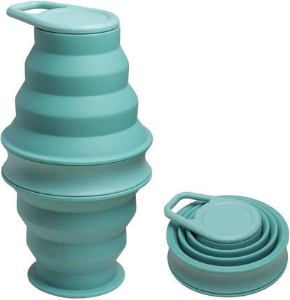 Collapsible Water Bottles BPA Free Leak Proof Foldable Silicone Bottle with Anti-Collapse Ring for Travel Camping Hiking Running Sport