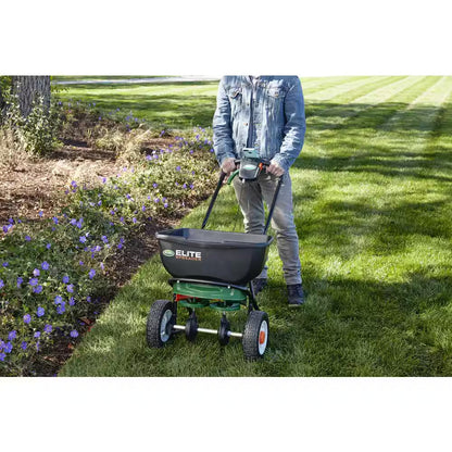 Elite Spreader Holds up to 20,000 Sq. Ft. of Product, Push Spreader for Grass Seed, Fertilizer, Salt and Ice Melt