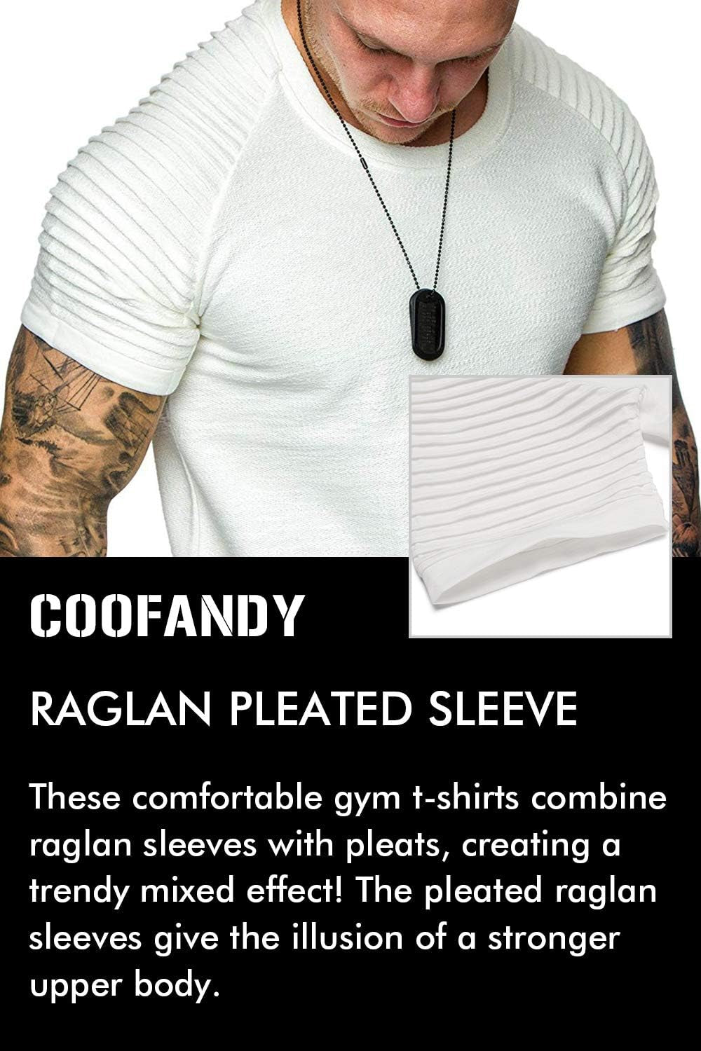 Men'S Muscle T-Shirt Pleated Raglan Sleeve Bodybuilding Gym Tee Short Sleeve Fashion Workout Shirts Hipster Shirt