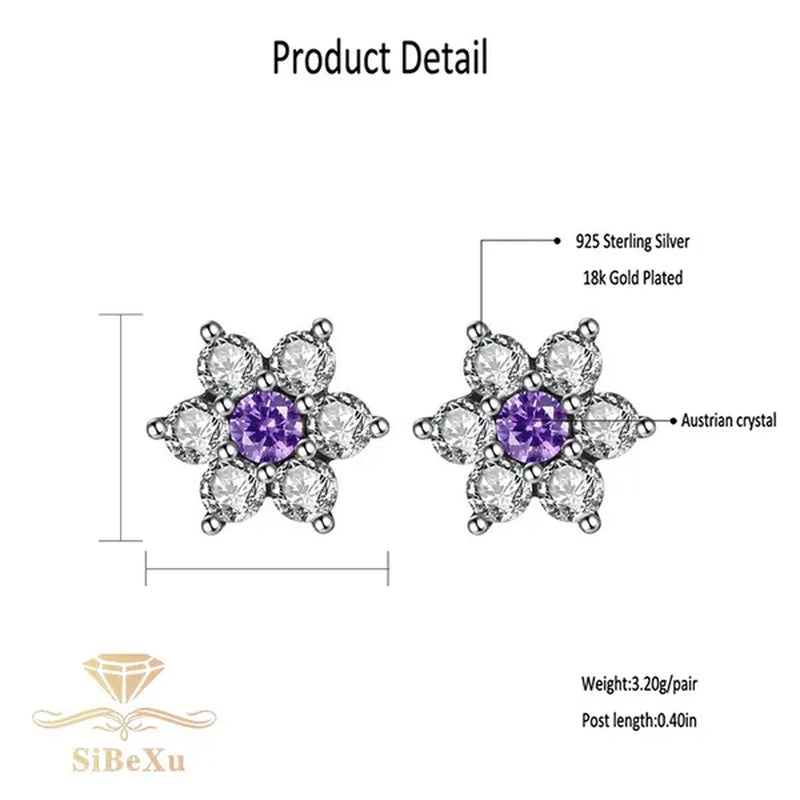 lady 18k white gold plated ruby snowflake ear studs AAAA zircon 925 silver women proposal earrings birthday party fashion jewelry