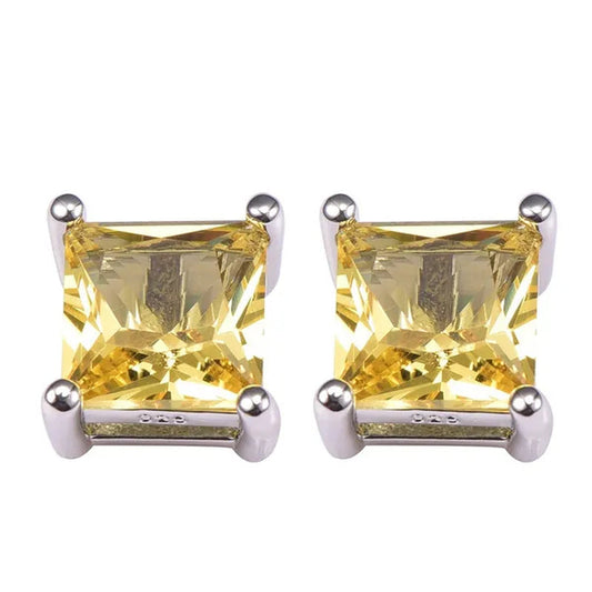 Citrine 925 sterling silver High Quality Gemstone Stud Earrings PE39