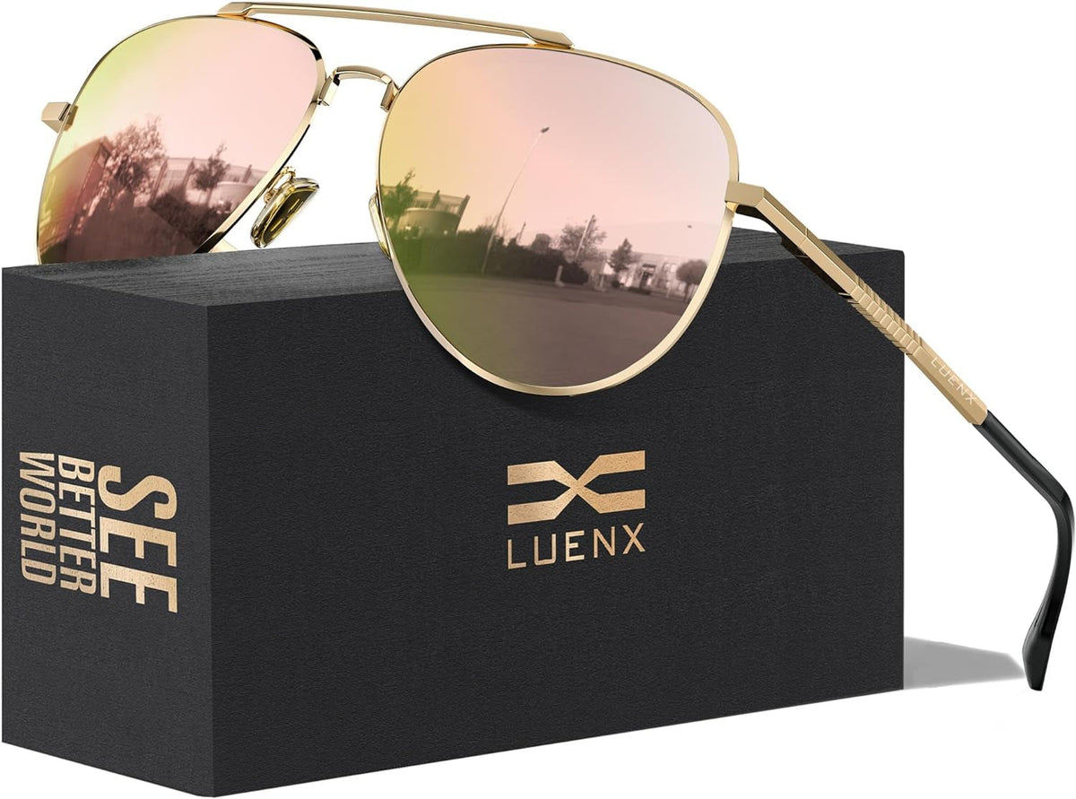 Aviator Sunglasses for Men Women Polarized Driving Classic Shades - UV 400 Protection with Accessories 60MM