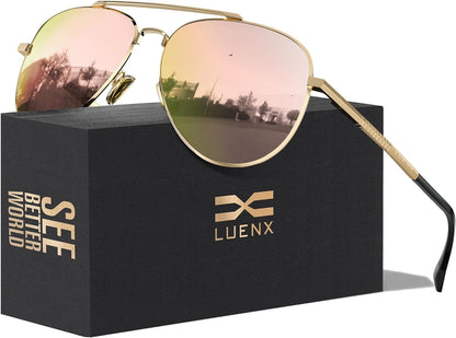 Aviator Sunglasses for Men Women Polarized Driving Classic Shades - UV 400 Protection with Accessories 60MM