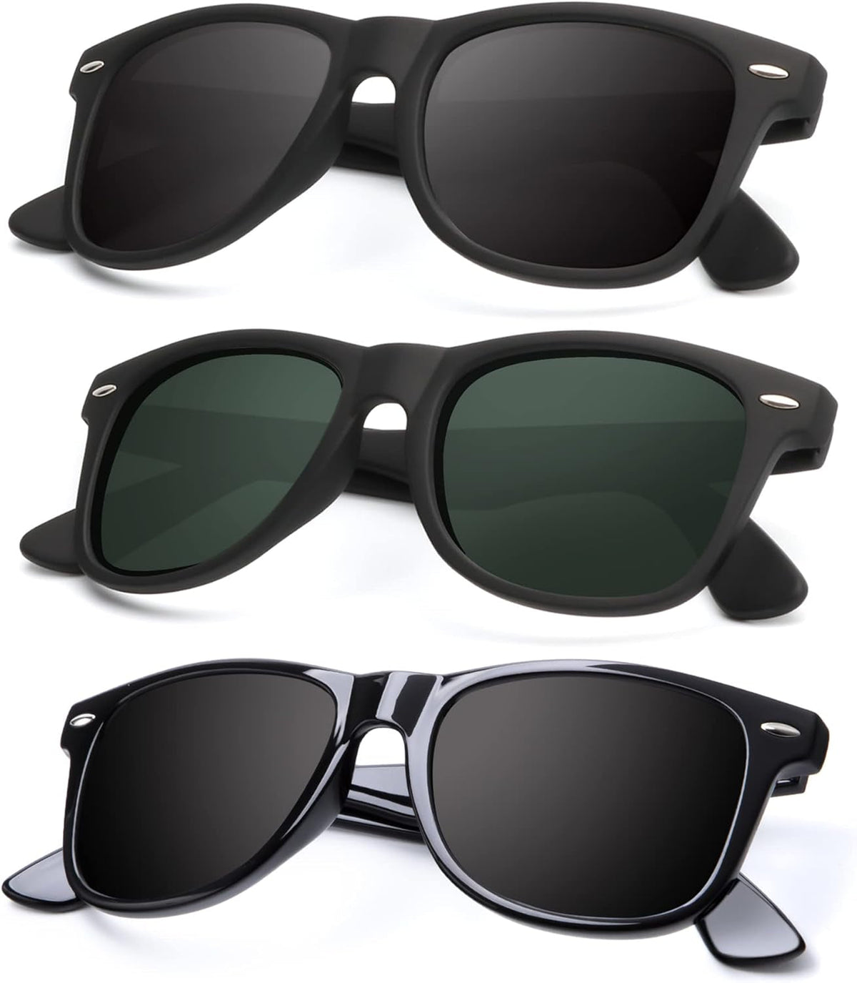 Polarized Sunglasses for Men and Women Matte Finish Sun Glasses Color Mirror Lens UV Blocking (3 Pack)