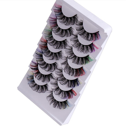 Colored Lashes 20Mm Strip False Eyelashes Kit with Color Fluffy 8D Thick Volume Lash Tint Curly Rainbow Fake Eye Lashes 7 Pairs Multi Pack
