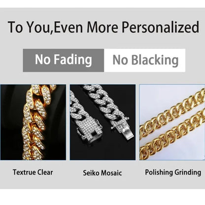 Fashion Hip Hop Iced Out Diamond Full Miami Curb Cuban Chain CZ Bling Rapper Necklaces for Women Men Jewelry