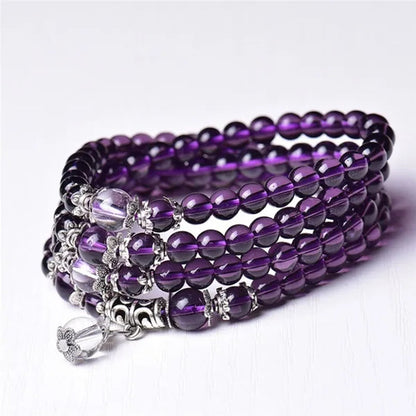 Buddhist Amethyst Bracelet Stones Chakra Dolphin Beaded Prayer Bangle