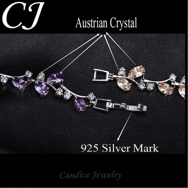 CANDICE Fashion Sterling Silver Bracelet Bangle With Emerald Green Crystal For Women Elegant Jewelry