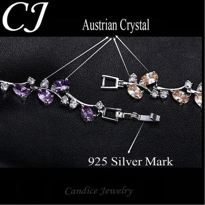 CANDICE Fashion Sterling Silver Bracelet Bangle With Emerald Green Crystal For Women Elegant Jewelry