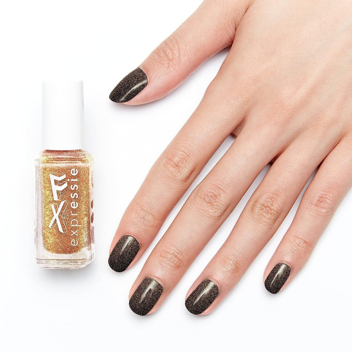 expr™ nail polish, 24k FX Top Coat, Expr FX collection, gold glitter shimmer, 8-free vegan gold glitter, 8-free vegan 0.33 fl oz