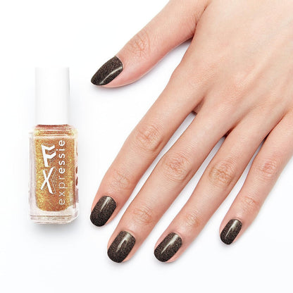 expr™ nail polish, 24k FX Top Coat, Expr FX collection, gold glitter shimmer, 8-free vegan gold glitter, 8-free vegan 0.33 fl oz