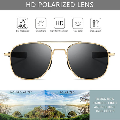 Men'S Military Style Polarized Pilot Aviator Sunglasses Bayonet Temples