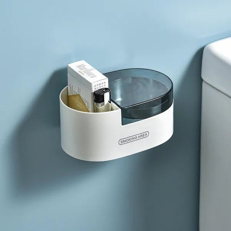 Stainless steel wall-mounted ashtray with lid,cigarette Storage Rack Creative Bathroom Wall Stainless Steel Ashtray