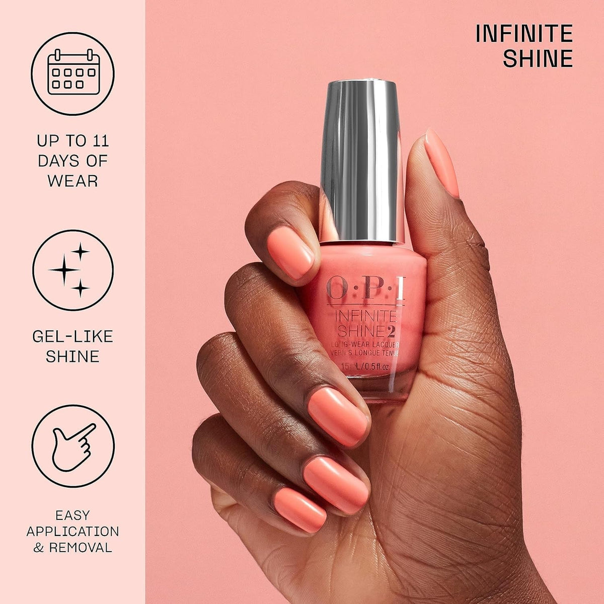 OPI Infinite Shine 2 Long-Wear Nail Lacquer, Opaque Soft White Crème Finish White Nail Polish, Up to 11 Days of Wear, Chip Resistant & Fast Drying Gel-Like Polish, Funny Bunny, 0.5 fl oz