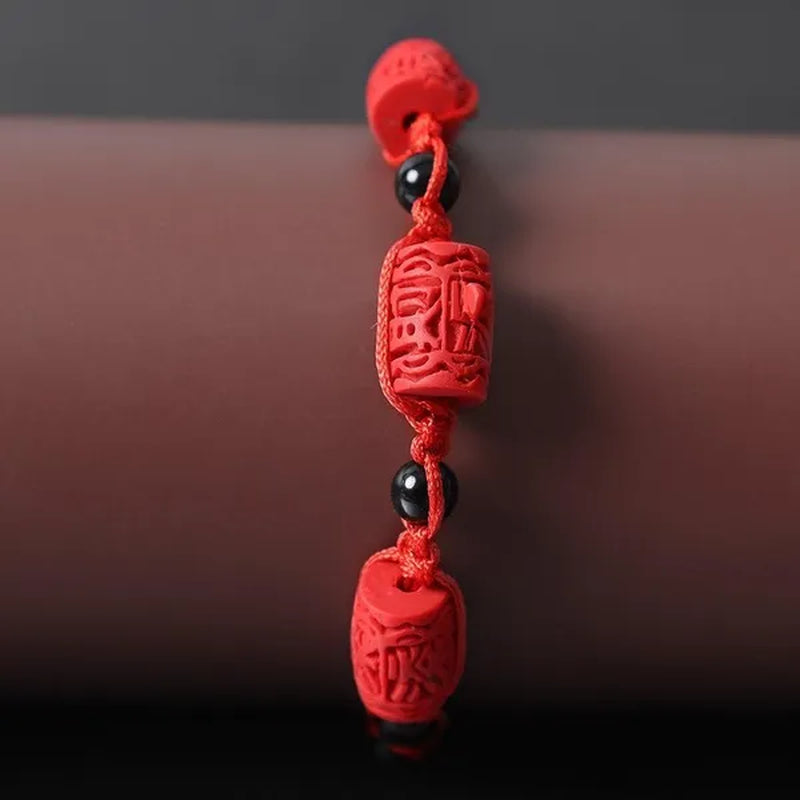 1/3pcs Fashion Women Rose Bracelet Ethnic Handicraft Lacquer Carved Cinnabar Rose Flower Bracelet For Women Red Rope Beaded Bracelet