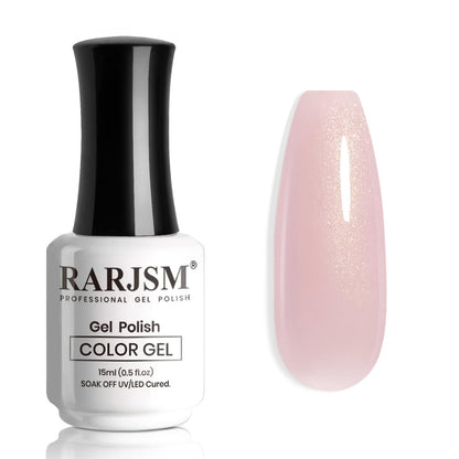 Nude Hot Pink Iridescent Gel Nail Polish Sheer Bright Neon Pink Glitter Jelly Gel Polish Neutral Shimmery Summer Color Sparkle Rainbow Pigment Gel 15ml Soak off Cured Need for Home Salon DIY