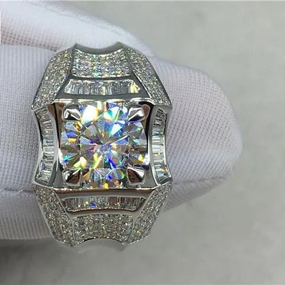Fashion Men's Accessories Gold Plated Silver Color Cubic Zirconia Rings Mens Zircon Ring Engagement Wedding Band Ring Fashion Jewelry Size 6-13