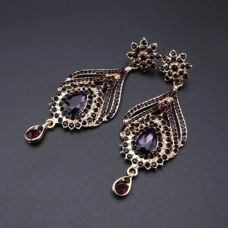 Luxury Women's Elegant Austrian Crystal Statement Necklace Earrings Bridal Party Jewelry Set For Wedding Dress