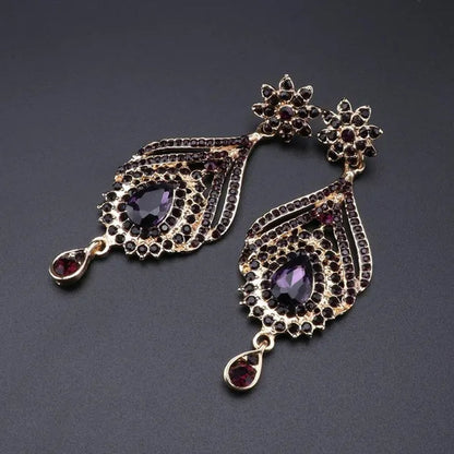 Luxury Women's Elegant Austrian Crystal Statement Necklace Earrings Bridal Party Jewelry Set For Wedding Dress