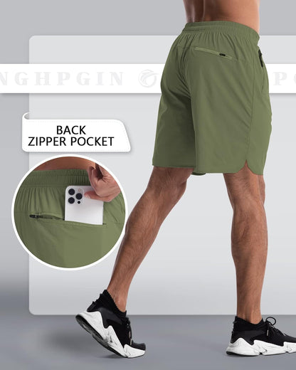 2 Pack Mens Workout Athletic Shorts 7 Inch Inseam Quick Dry Hiking Shorts Men Lightweight Sports Gym Shorts Running