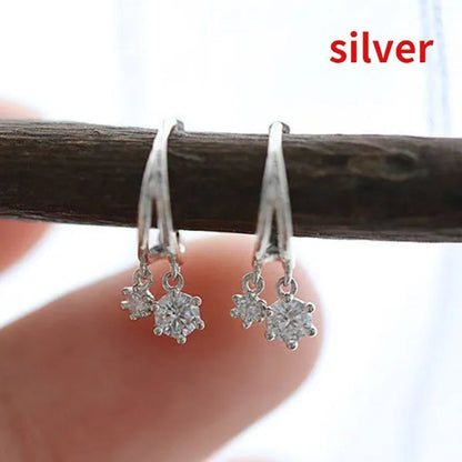 Simple Lab Diamond Pendant Gold C Shape Earrings for Women Daily Casual Fashion Accessories