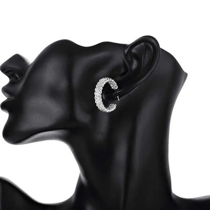 Charm 925 Sterling Silver Bangle Rings Earrings Bracelets Jewelry Set Hot Fine Weave Net Fashion Party Gifts