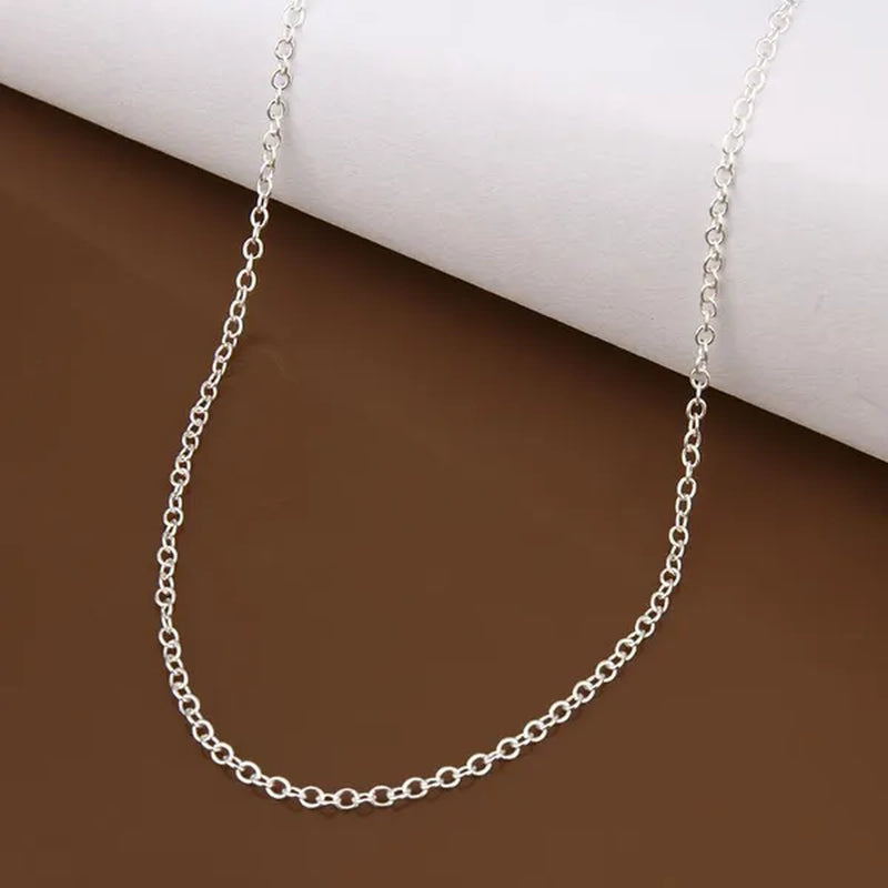 Fashion Jewelry 5pcs/3pcs 925 Sterling Silver "O" Shaped Chain Necklace (DIY Necklace)Size 16-24 Inch