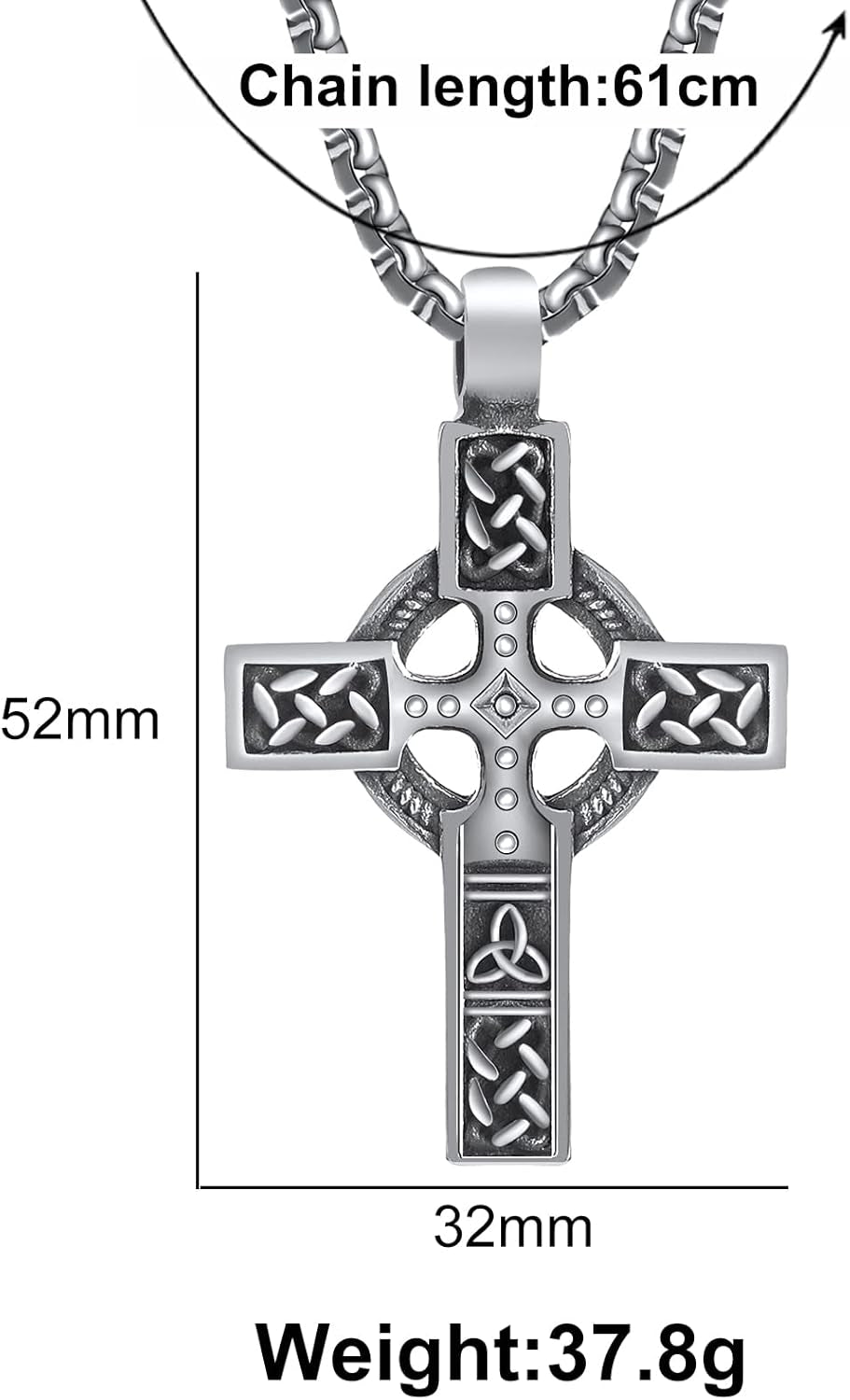 316L Stainless Steel Necklace Jesus Crucifix Cross Necklace for Men Celtic Orthodox Cross Necklace Virgin Mary Pendant Necklace Viking Rune Chain Necklace Religious Christian Jewelry Gifts for Men