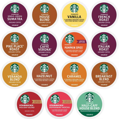 30 Count—Starbucks Variety Pack Sampler K-Cup Coffee Pods—Including Starbucks Blonde, Medium, Dark Roast, Flavored & Holiday Blend Coffee—For Keurig Brewers—1 Box (15 Unique Flavors)