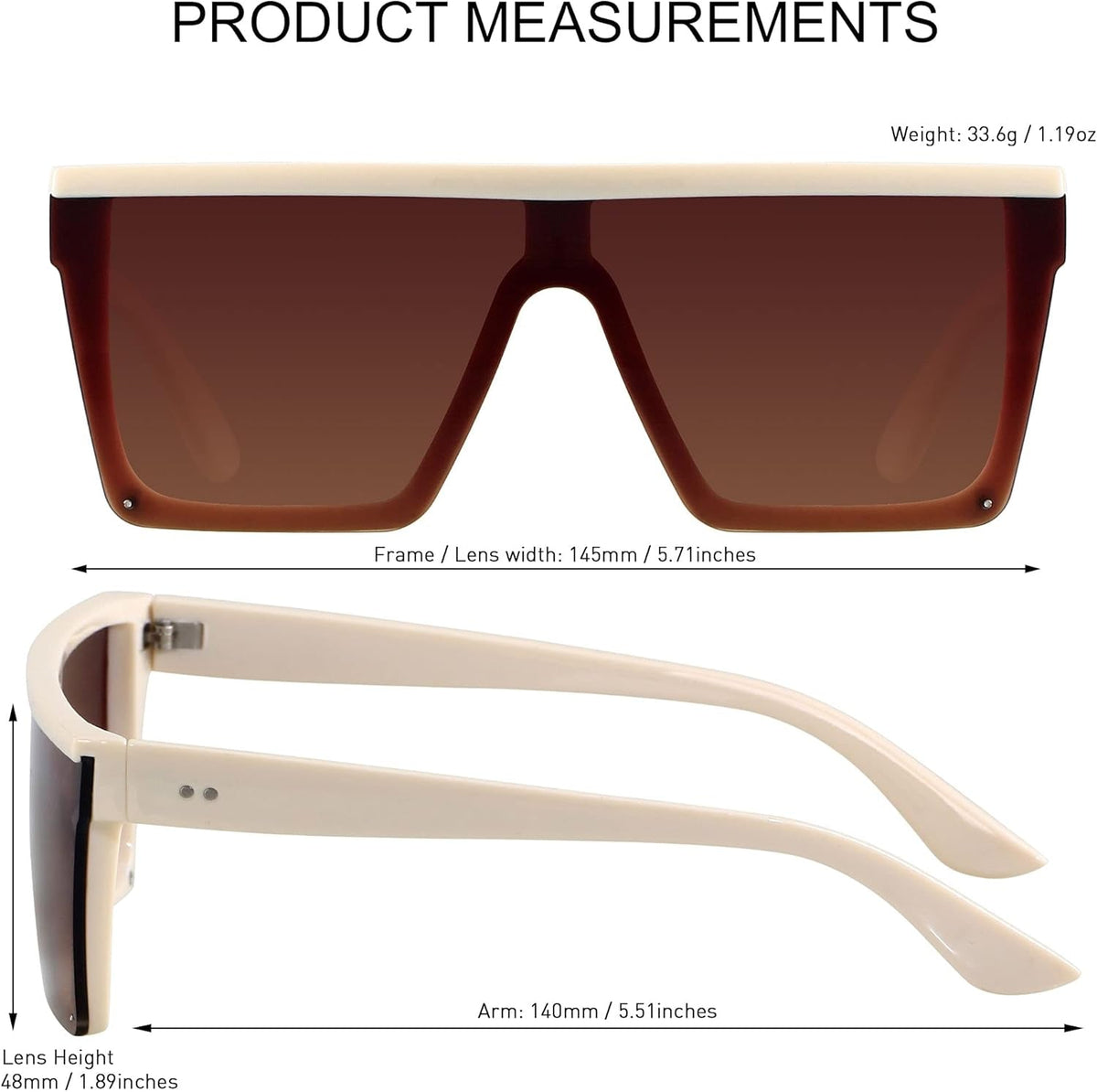 Square Oversized Sunglasses for Women Men Big Flat Top Fashion Shield Large UV Protection Rimless Shades