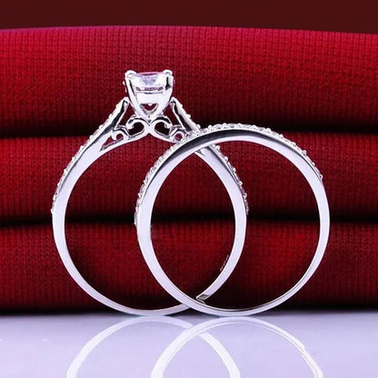 1.3Ct Cubic Zirconia Anniversary Wedding Band Engagement Solitaire Ring Bridal Sets 925 Sterling Silver