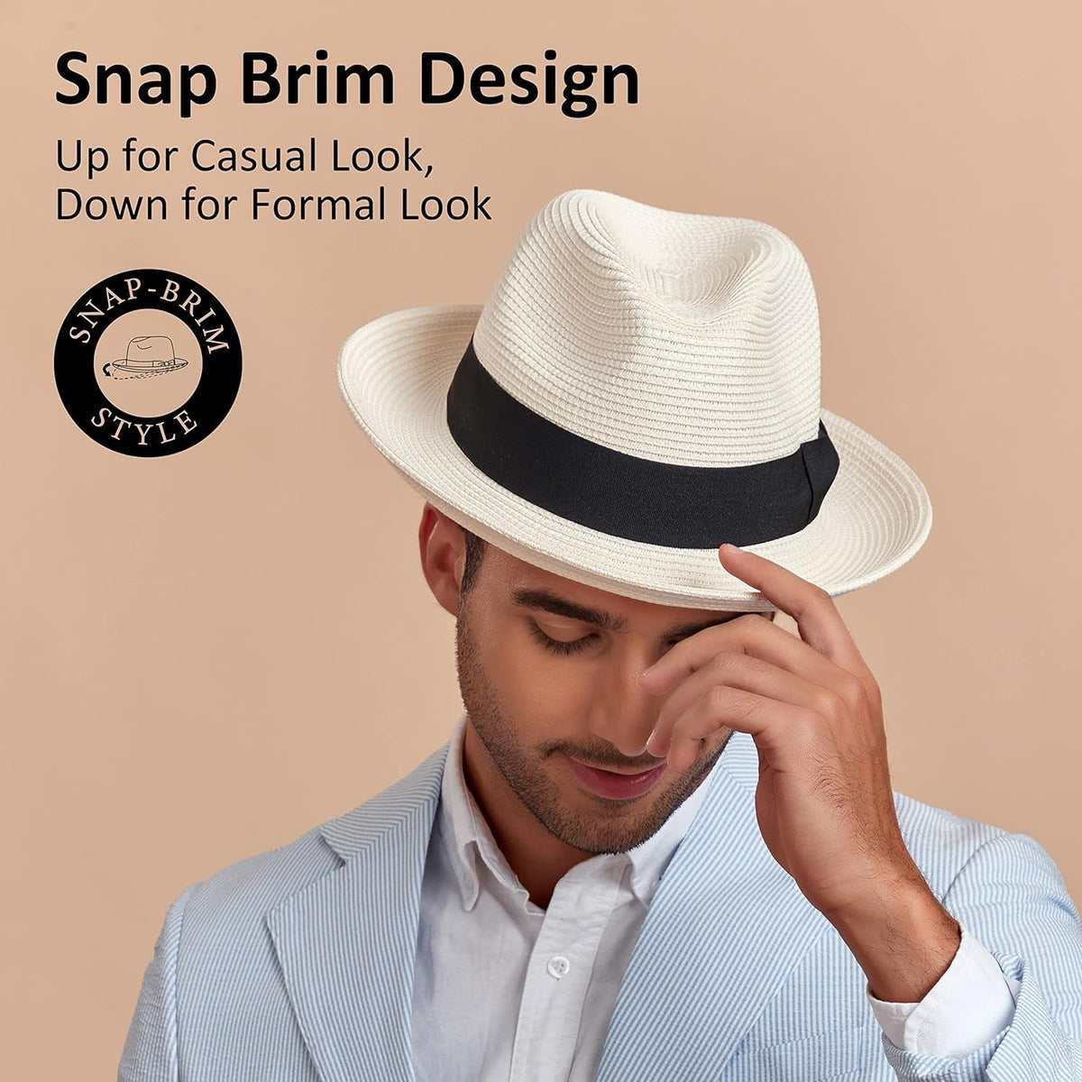 Men'S Straw Fedora Sun Hats