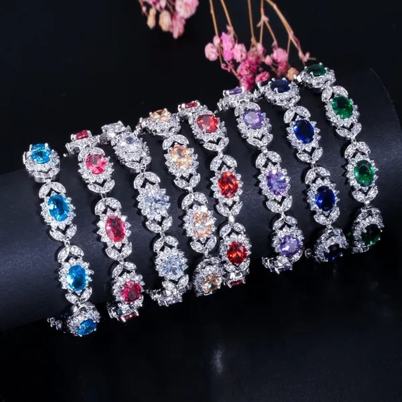 CANDICE 2023 New Summer Design Sterling Silver Plated Blue Crystal Bracelets For Women Fashion Jewelry