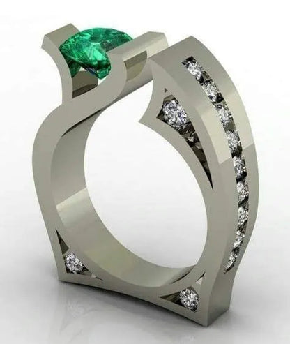 Exquisite Women'S 925 Sterling Silver Opening Diamond Ring Fashion Tsavorite Jewelry Anniversary Gift Proposal Engagement Wedding Band Rings