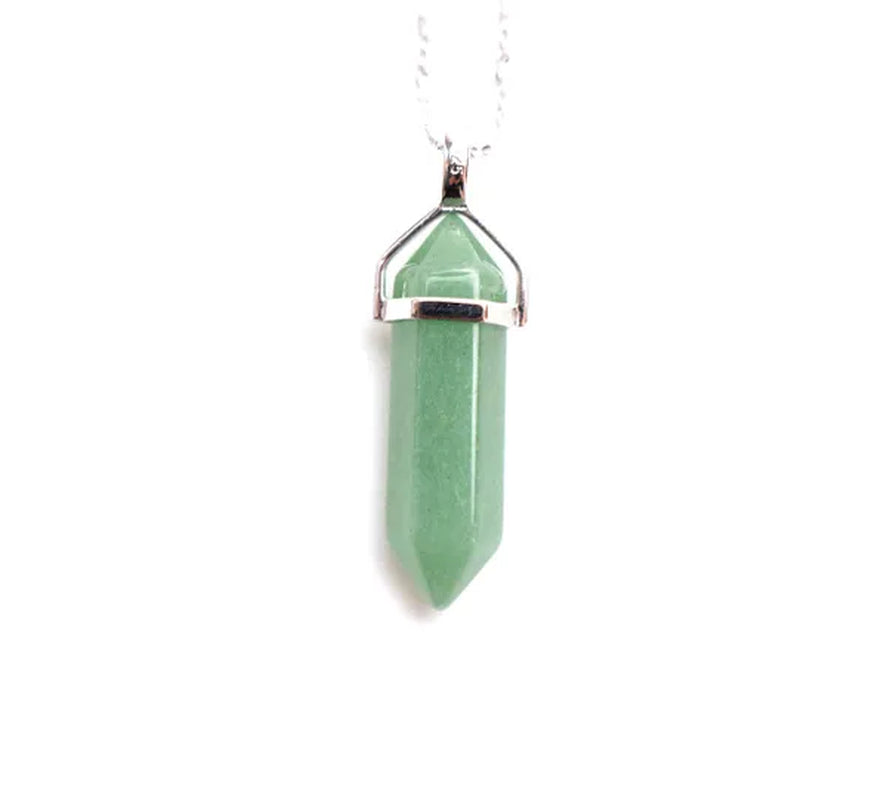 S925 Sterling Silver Chain Green Aventurine Crystal Healing Point Semi-precious Gemstone Pendant Necklace for Women
