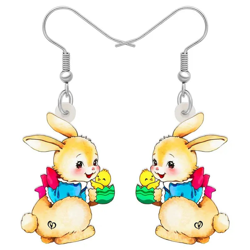 Acrylic Easter Eggs Bunny Hare Rabbit Earrings Drop Dangle Egge Jewelry For Women Girls Kids Charms Festival Gift Accessories