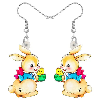 Acrylic Easter Eggs Bunny Hare Rabbit Earrings Drop Dangle Egge Jewelry For Women Girls Kids Charms Festival Gift Accessories