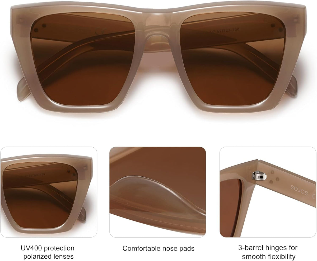 Fashion Oversized Square Cat Eye Polarized Sunglasses for Women Trendy Cateye Style Womens Sunglasses SJ2179