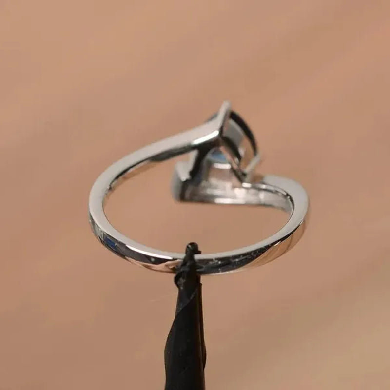 Genuine STriangle Topaz Rings for Women Bridal Wedding Gemstone Rings