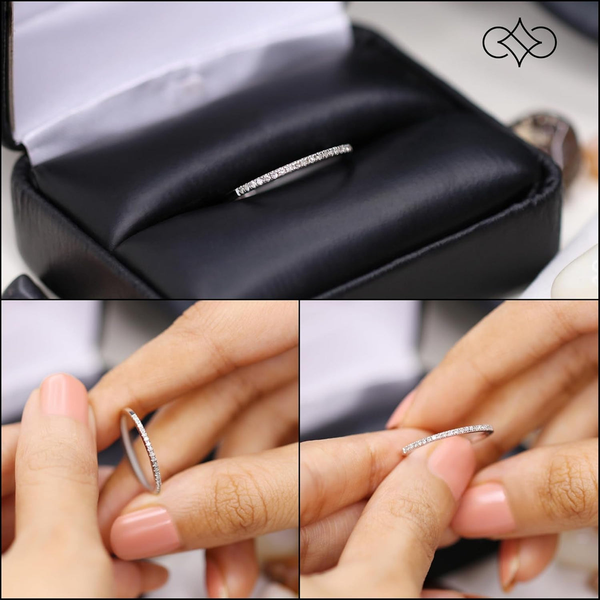 0.08 Cttw round White Diamond Minimalist Stackable Wedding Band for Women in 10K Solid Gold