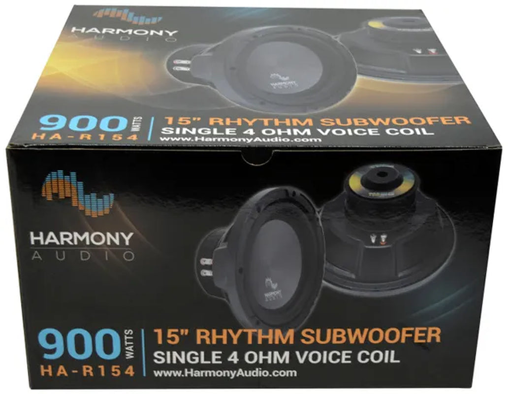 Harmony Audio HA-R154 Car Stereo Rhythm Series 15" Sub 900W Single 4 Ohm Subwoofer