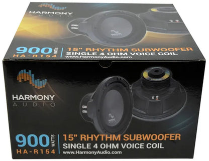 Harmony Audio HA-R154 Car Stereo Rhythm Series 15" Sub 900W Single 4 Ohm Subwoofer