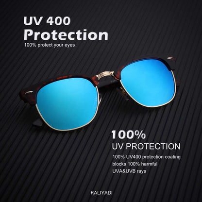 Polarized Sunglasses for Men and Women Semi-Rimless Frame Driving Sun Glasses UV Blocking
