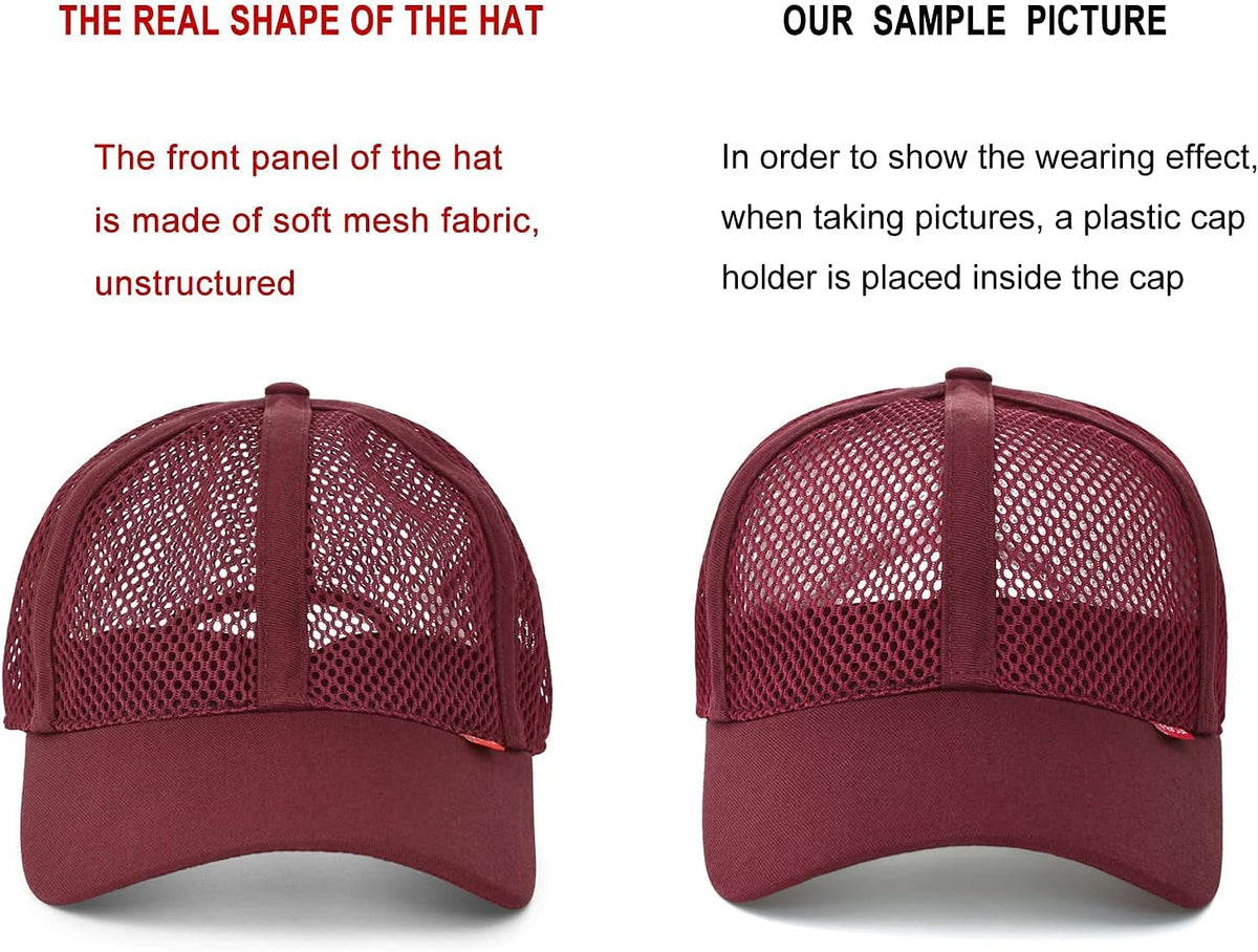 Men Mesh Trucker Baseball Cap Adjustable 6-Panel Hat Outdoor Sports Wear