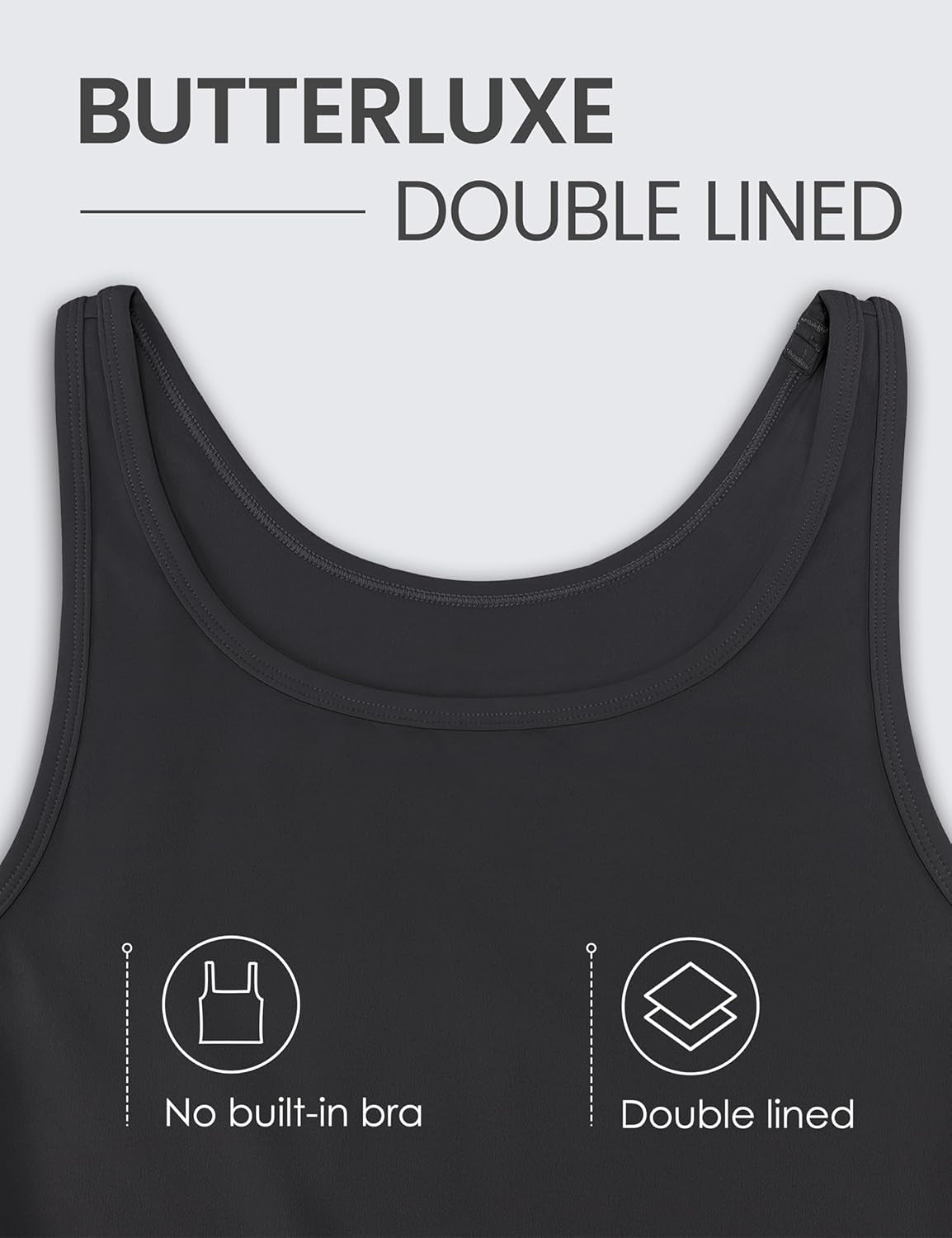Womens Butterluxe Double Lined Workout Tank Tops Scoop Neck Racerback Cropped Casual Sleeveless Shirt