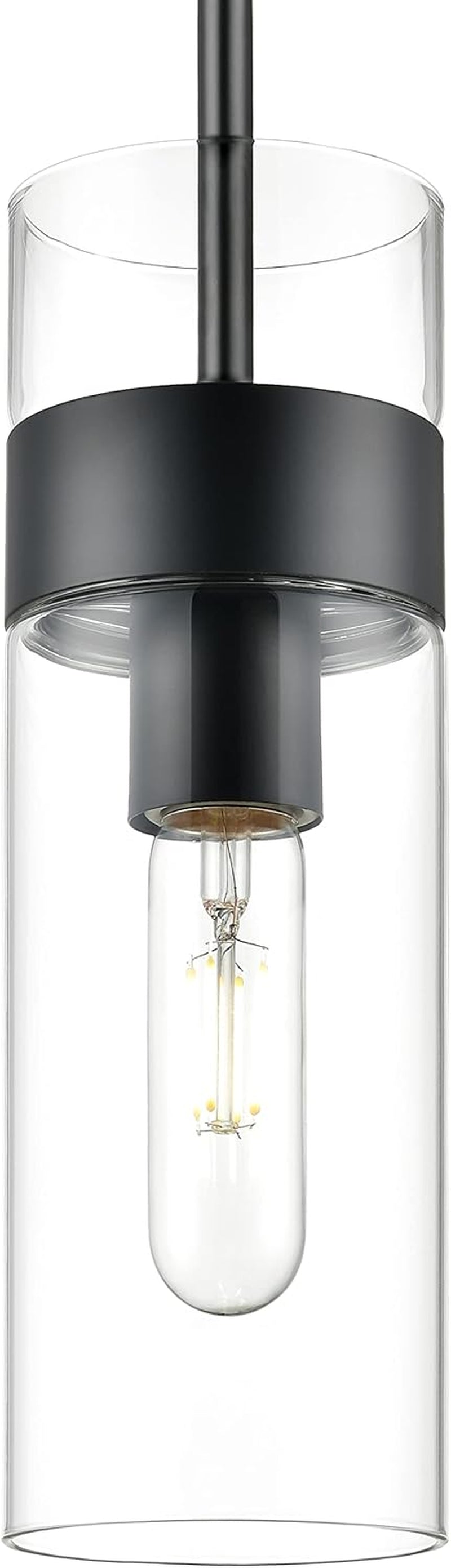 Burlington Modern Black Pendant Light Fixtures over Kitchen Island - Sink Lighting - Ceiling Hanging Metal Industrial Pendant Lighting with Clear Glass Shade