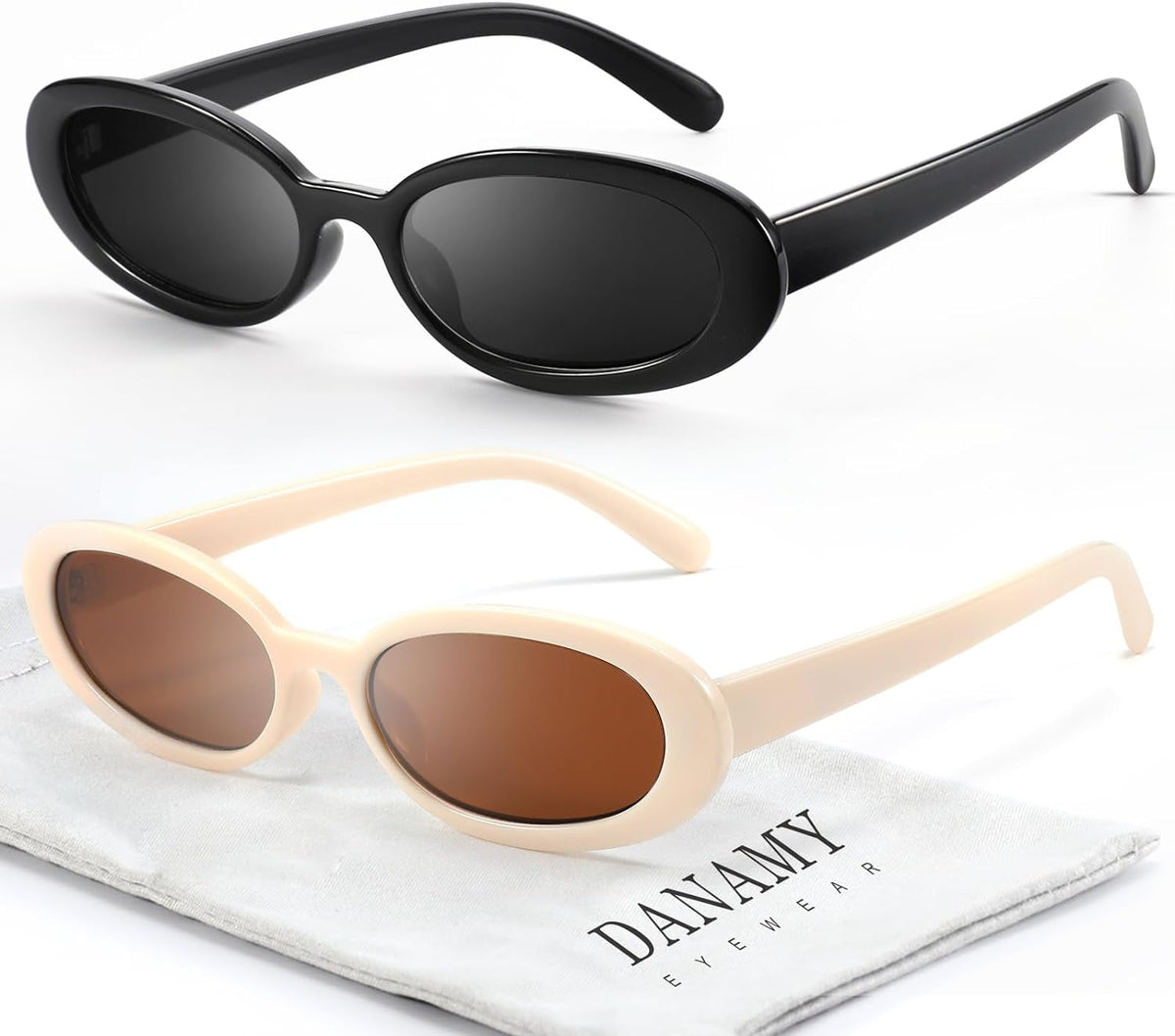 Retro Oval Sunglasses for Women Men Fashion Small Frame Sun Glasses 90s Style Driving Glasses UV400 Protection