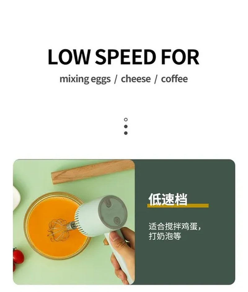Wireless 3 Speed Mini Mixer Electric Food Blender Handheld Egg Beater Automatic Cream Food Cake Baking Dough Hand Mixer Electric