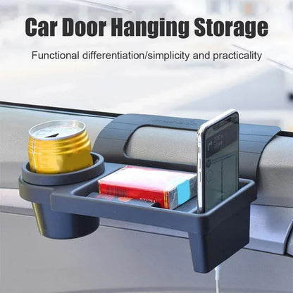 1pc Multifunctional Car Organizer Box With Cup Holder Drink Holder Side Door Window Phone Slot Hanging Storage Rack For Vehicle